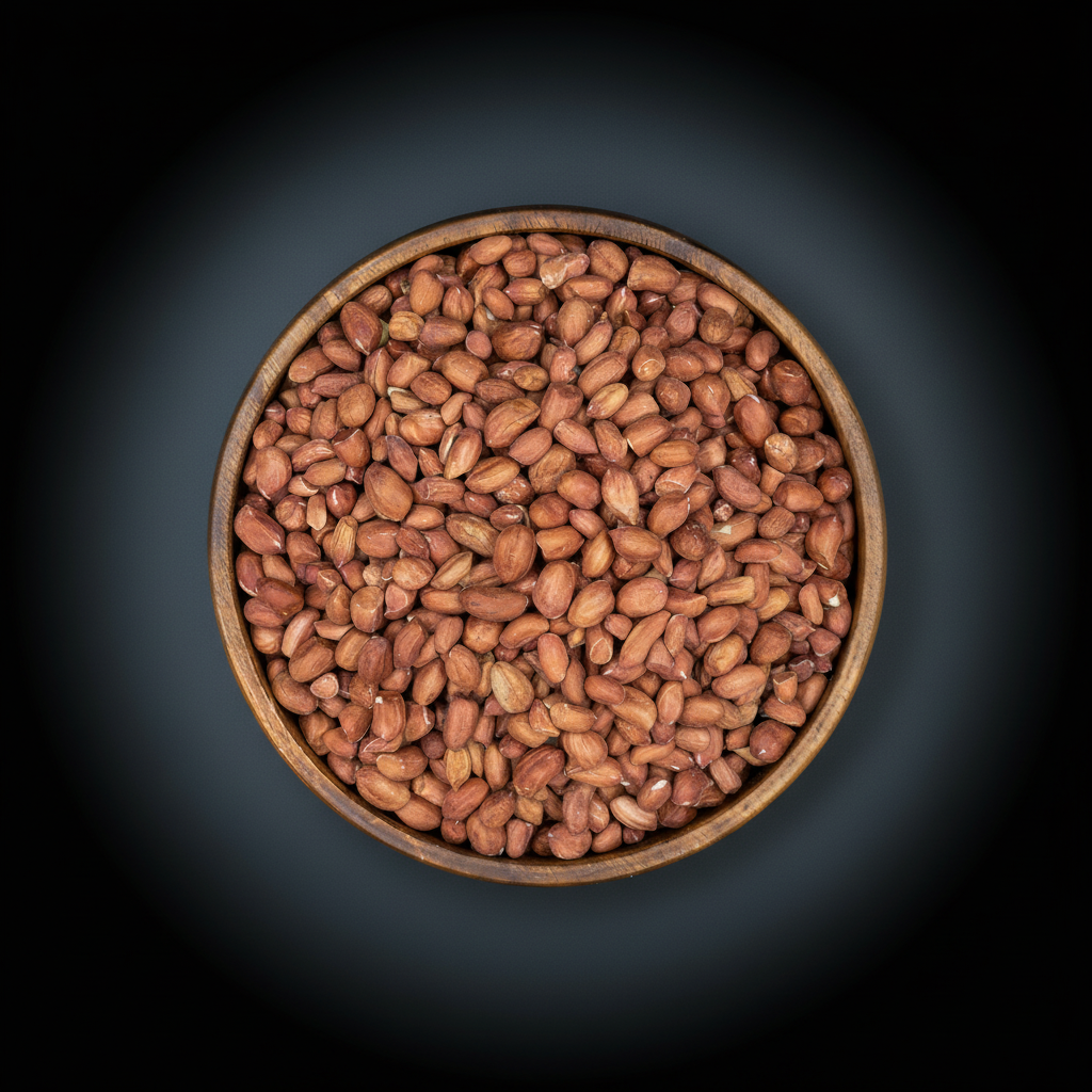 Raw Peanuts in a wooden bowl